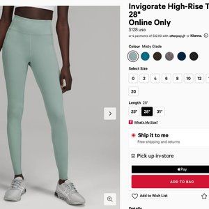 lululemon Invigorate High-Rise Tight 28" (NEW WITH TAG)